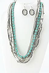 The Best Accessory Silver & Turquoise Ball Necklace Set