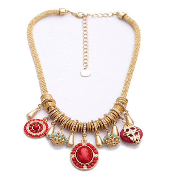 The Best Accessory Red Greco Roman Charm Necklace