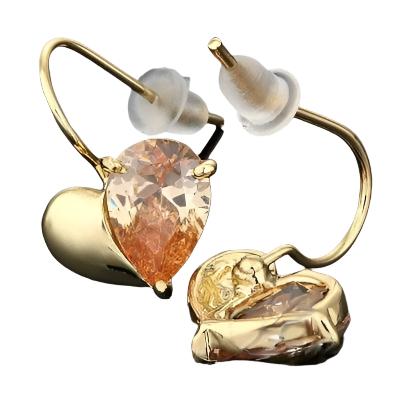 The Best Accessory Gold and Amber Heart Shaped Drop Earrings