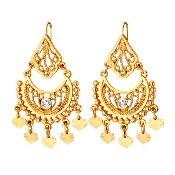 Indian 18K Gold Plated Rhinestone Classic Drop Earrings - The Best Accessory