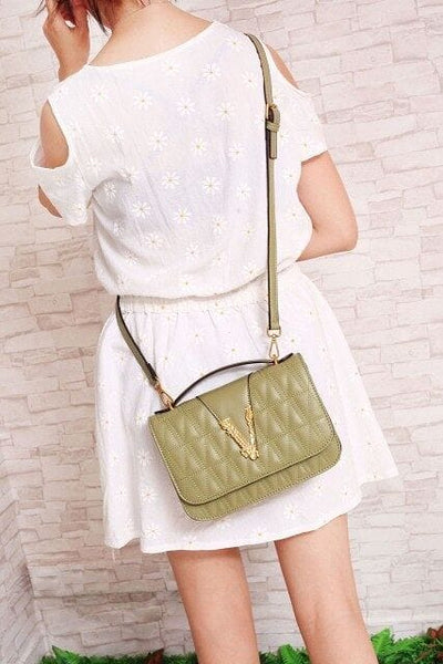 The Best Accessory green / 27cm 15cm 21cm Luxury Metal V Letter Handbag