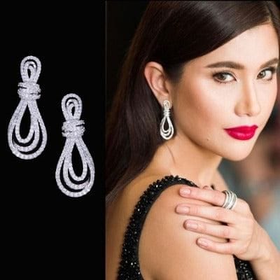 The Best Accessory Bowknot Full Mirco Paved Micro Zirconia Drop Earring