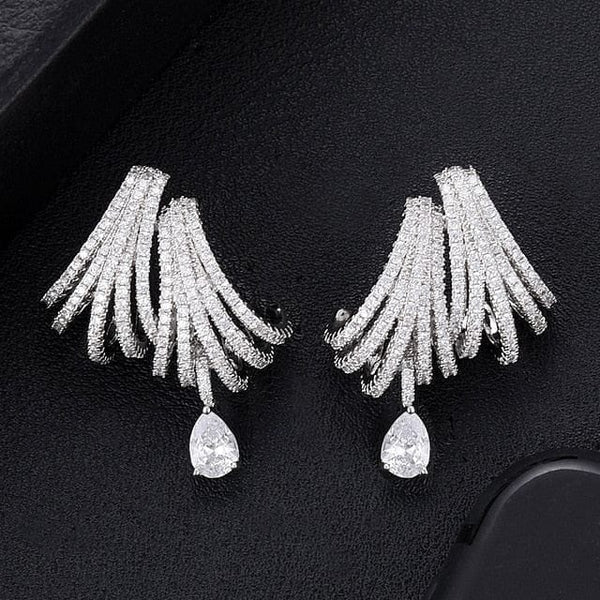 The Best Accessory White Luxury Double Claw Cubic Zircon Drop Earrings
