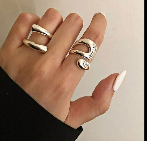 The Best Accessory 925 Sterling Silver Creative Hollow Irregular Rings