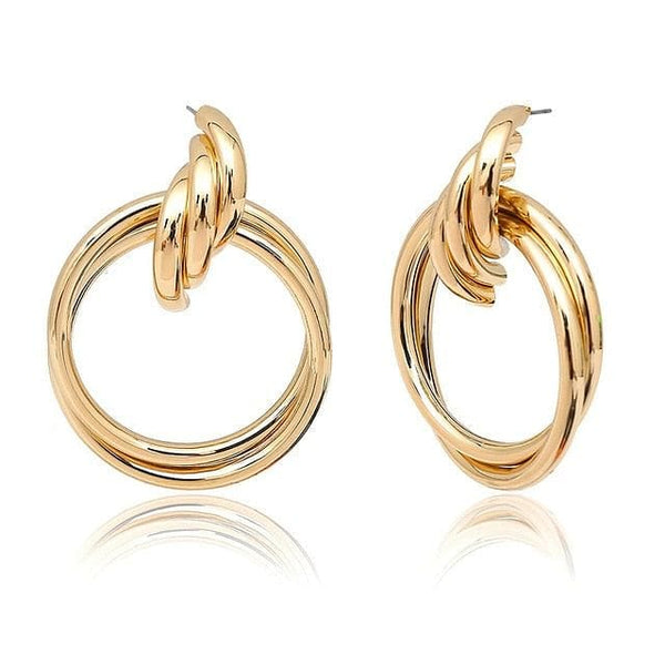 The Best Accessory Gold Gold Silver Color Twisted Metal Round Circle Earrings