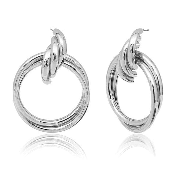The Best Accessory Silver Gold Silver Color Twisted Metal Round Circle Earrings