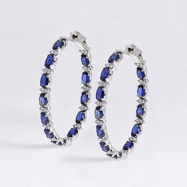 The Best Accessory Blue/White Cubic Zircon Elegant Hoop Earrings