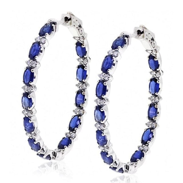 The Best Accessory Default Title Blue/White Cubic Zircon Elegant Hoop Earrings