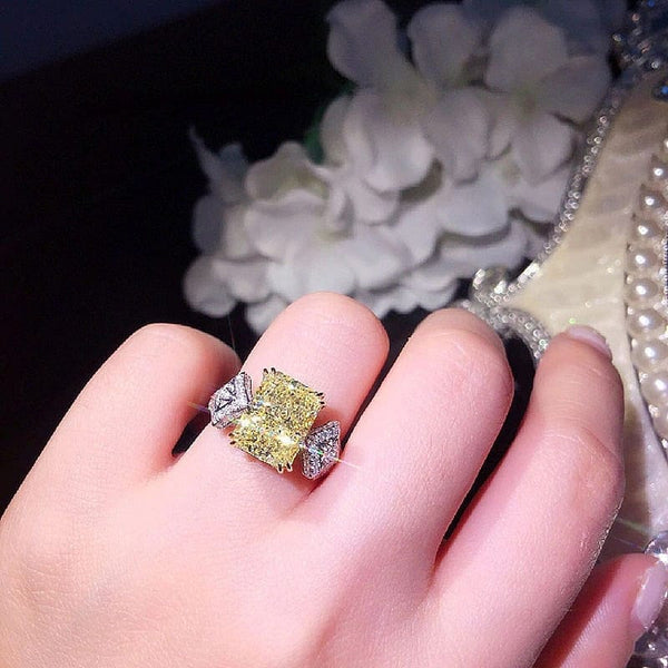 The Best Accessory Yellow Cubic Zirconia Square Stone Statement Ring