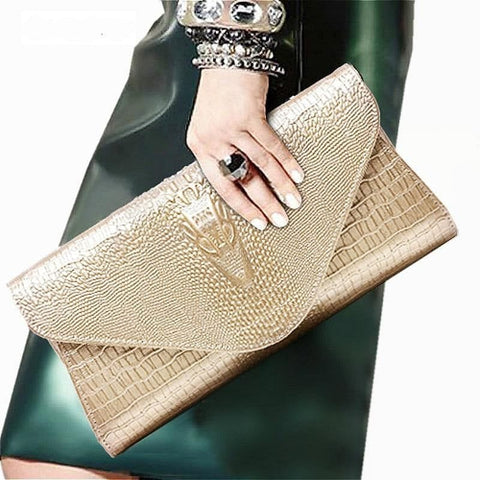 The Best Accessory Genuine Leather Crocodile Pattern Evening Bags