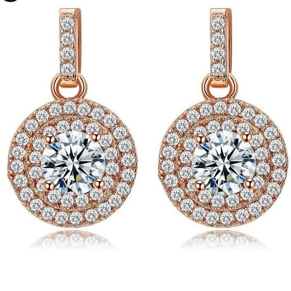 The Best Accessory Crystal Drop White / Rose Gold Color Earrings