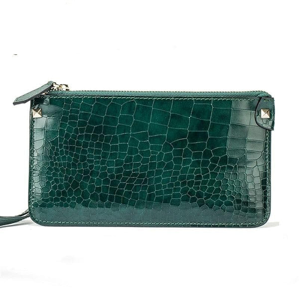 The Best Accessory Green Crocodile Cow Leather Wallet Phone Wallet