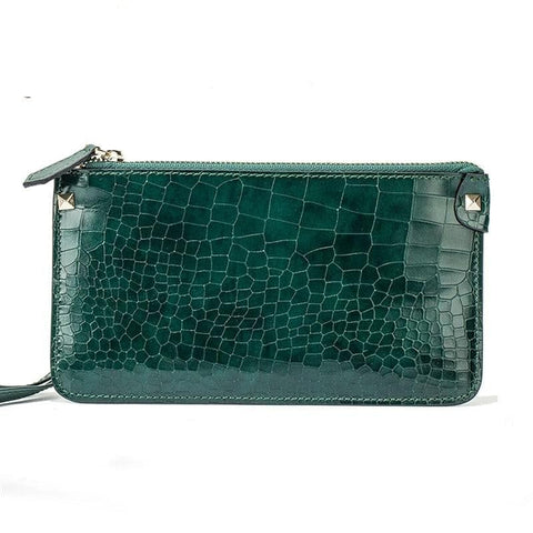 The Best Accessory Green Crocodile Cow Leather Wallet Phone Wallet