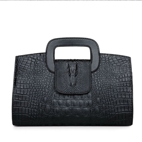 The Best Accessory Black Luxury Designer PU Leather Alligator Pattern Handbags