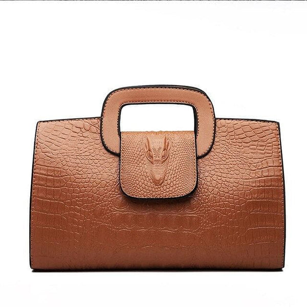The Best Accessory Brown Luxury Designer PU Leather Alligator Pattern Handbags
