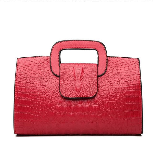 The Best Accessory Red Luxury Designer PU Leather Alligator Pattern Handbags