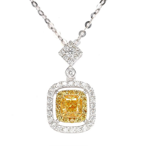 The Best Accessory Yellow Cushion 925 Sterling Silver Pendant Necklace