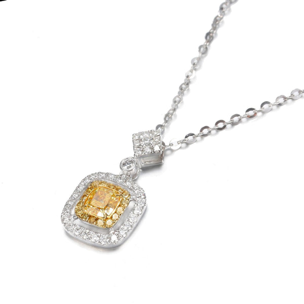 The Best Accessory Yellow Cushion 925 Sterling Silver Pendant Necklace